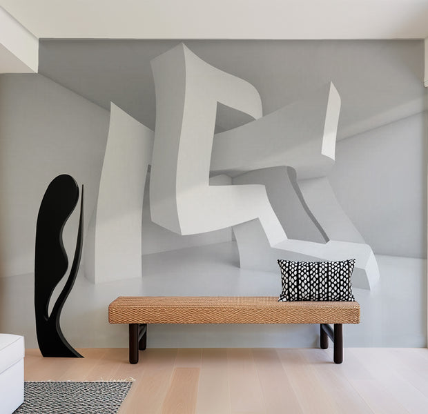 Peel & Stick 3D Illusion Wall Mural - White Madness 38"Wx27"H