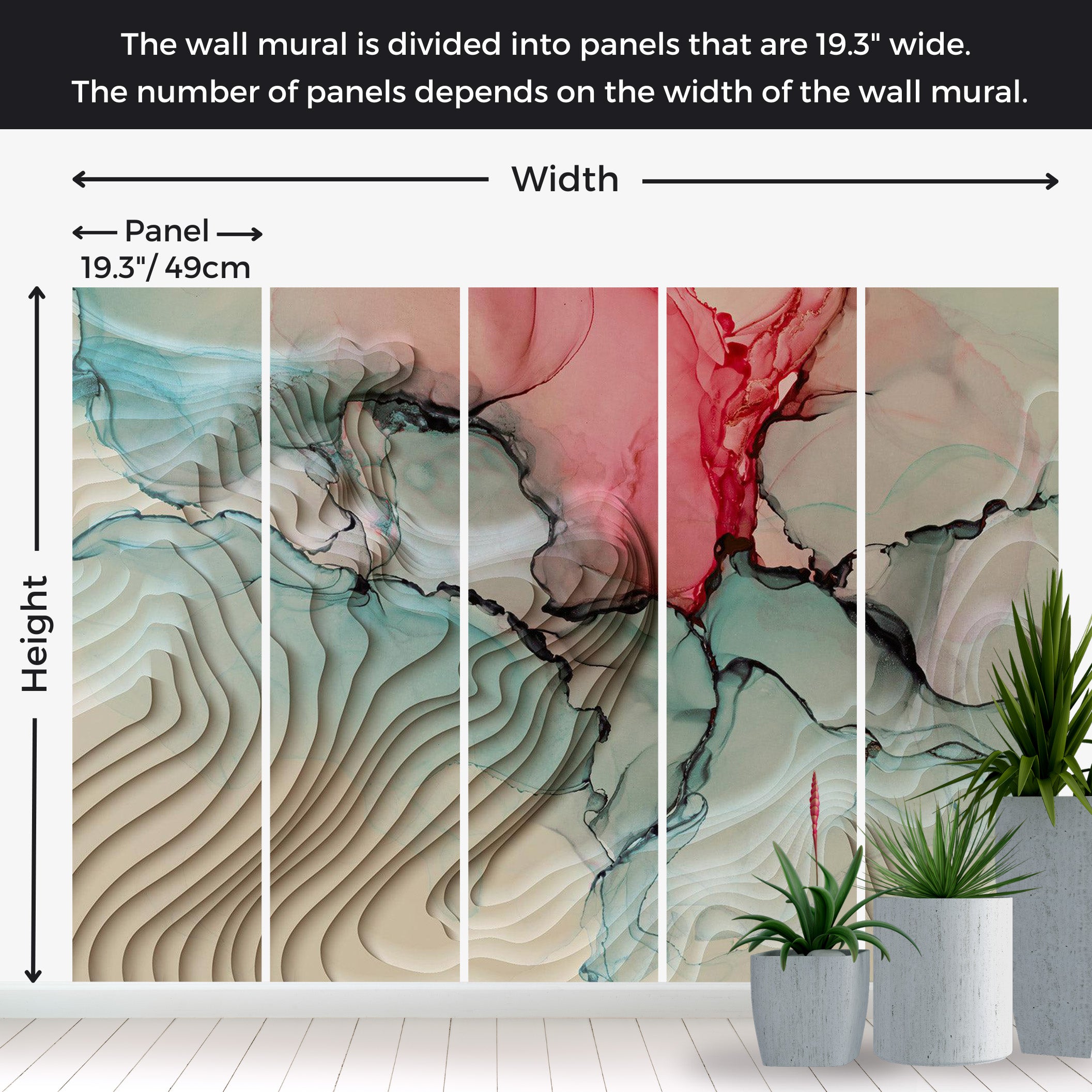 Peel & Stick Abstract Wall Mural - 3D Ink Composition 38"Wx27"H