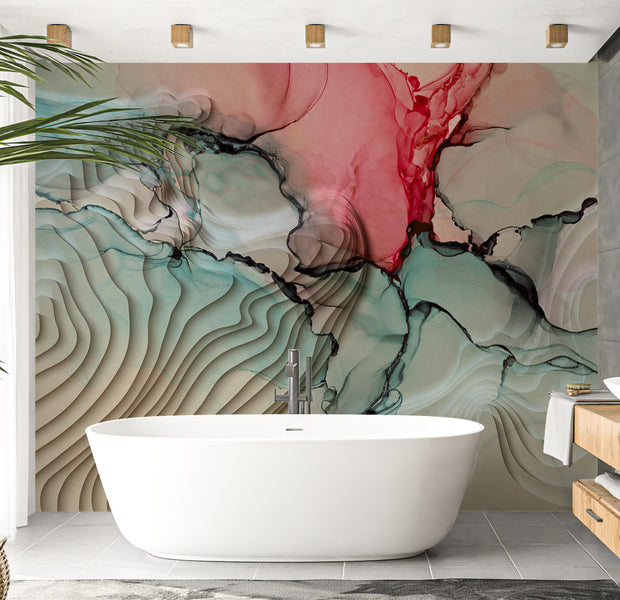 Peel & Stick Abstract Wall Mural - 3D Ink Composition 38"Wx27"H