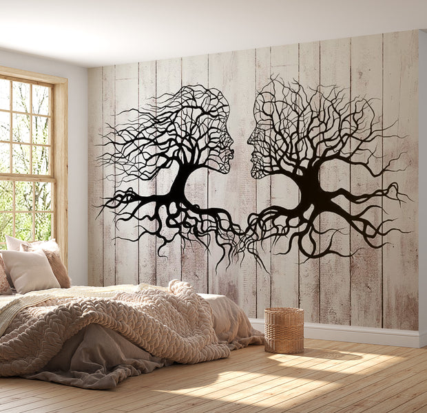 Peel & Stick Abstract Wall Mural - A Kiss Between Trees 38"Wx27"H