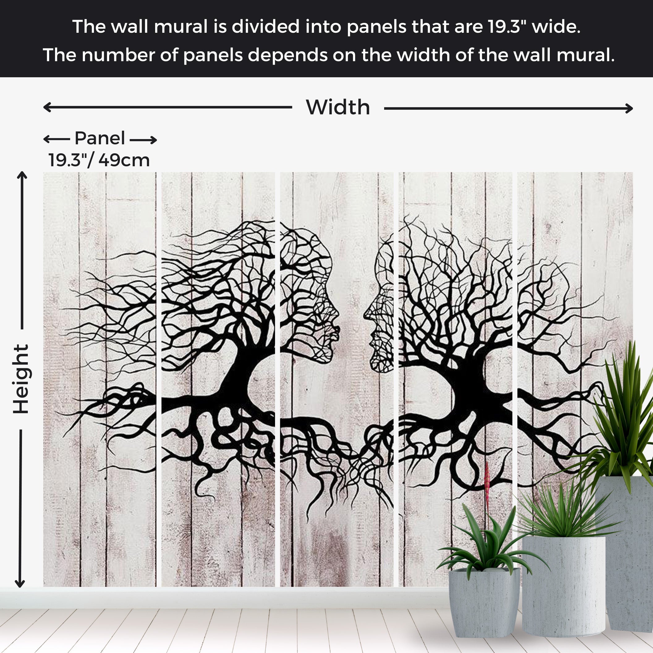 Peel & Stick Abstract Wall Mural - A Kiss Between Trees 38"Wx27"H