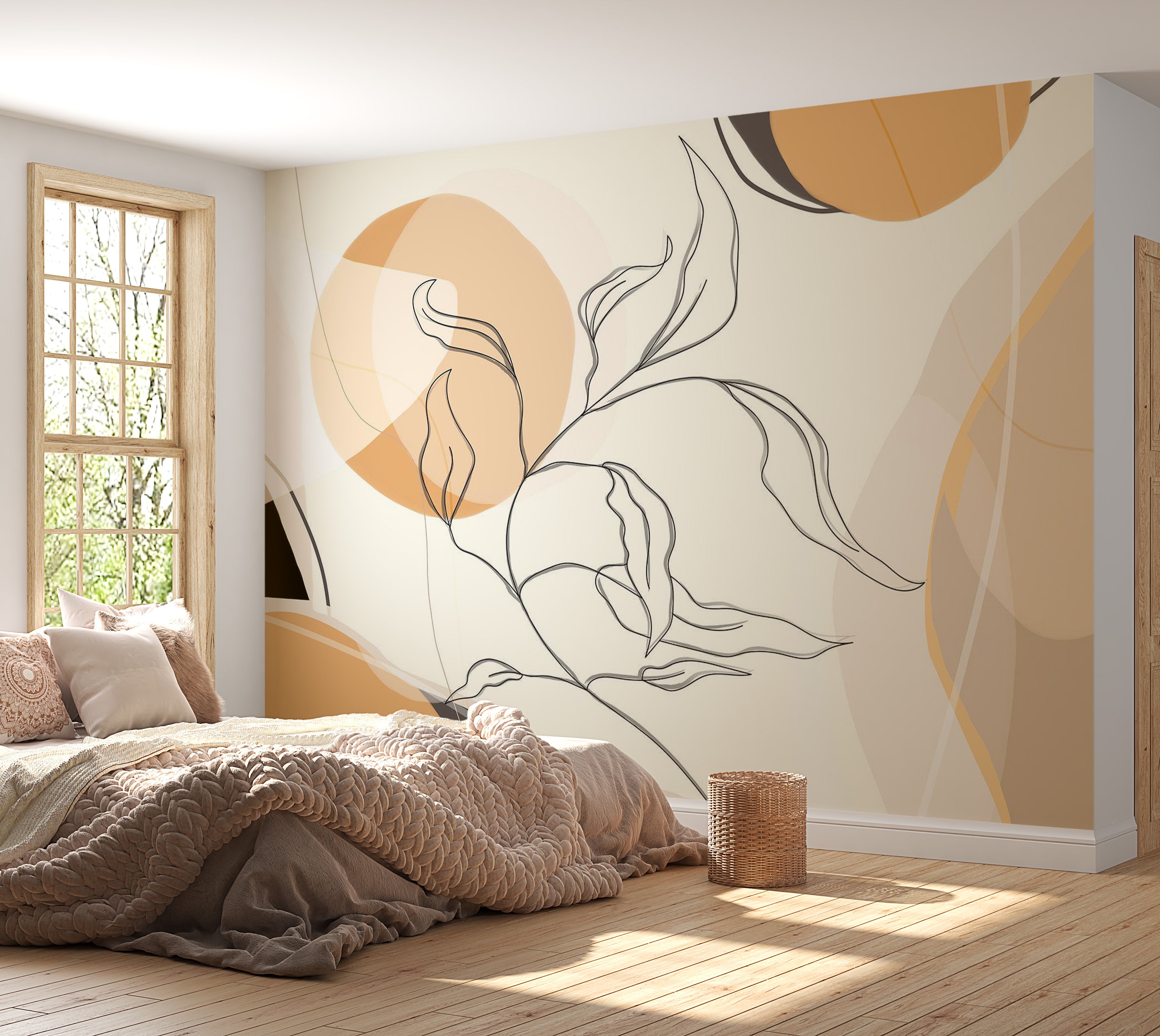 Peel & Stick Abstract Wall Mural - Abstract Line Landscape 57"Wx41"H