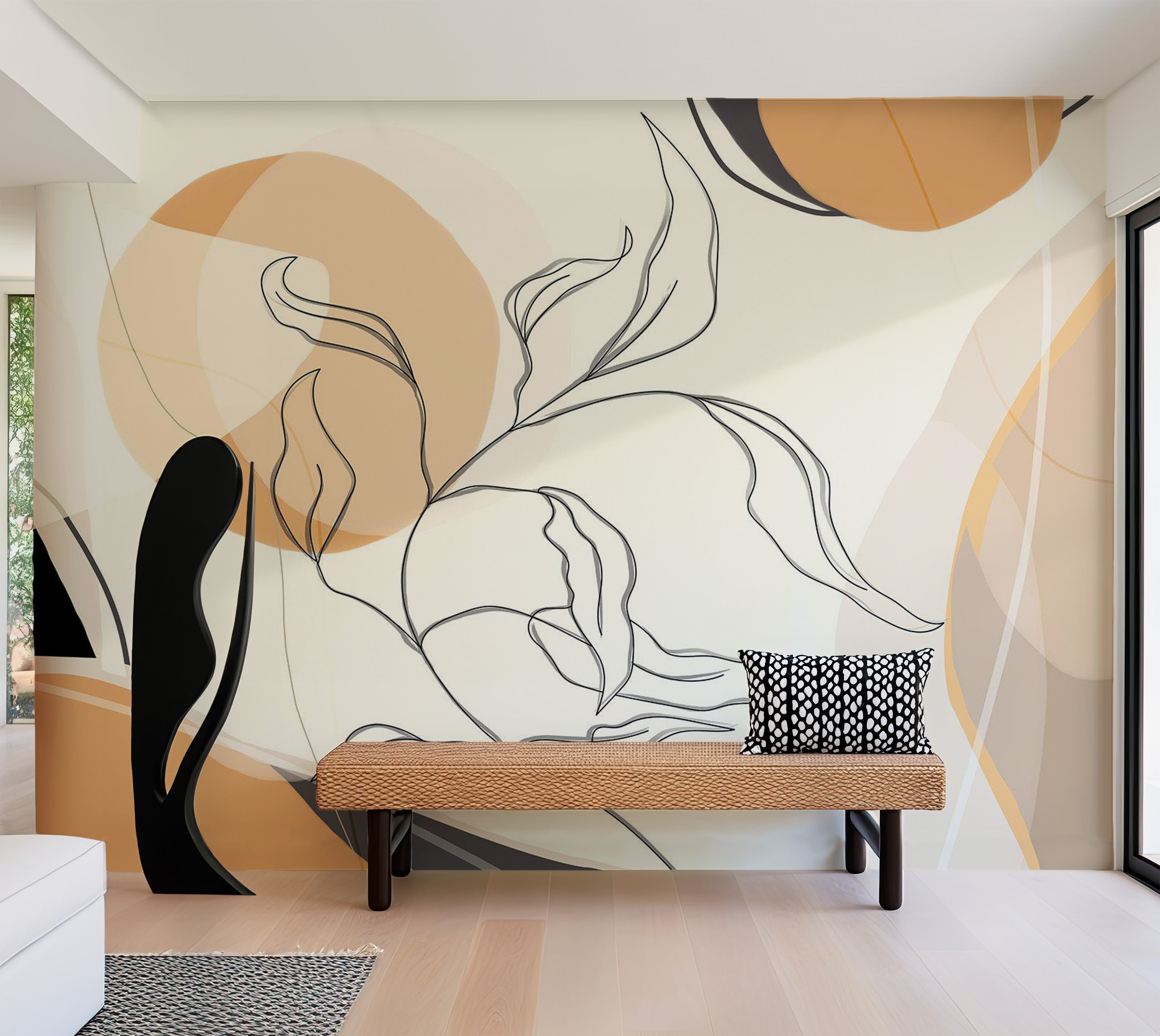 Peel & Stick Abstract Wall Mural - Abstract Line Landscape 57"Wx41"H