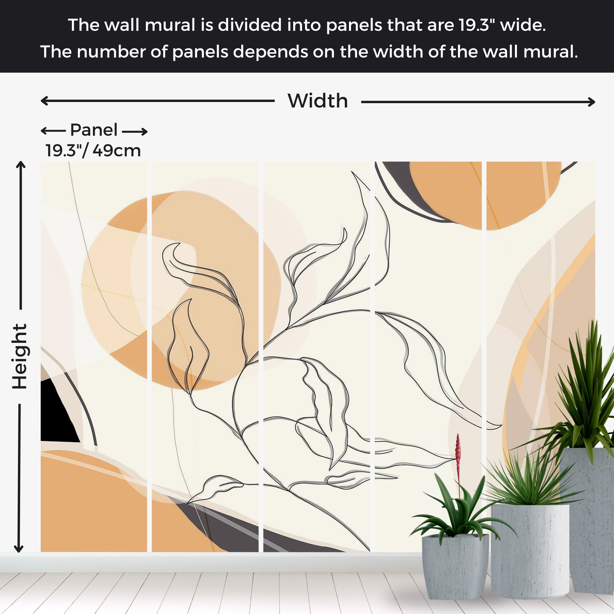 Peel & Stick Abstract Wall Mural - Abstract Line Landscape 57"Wx41"H