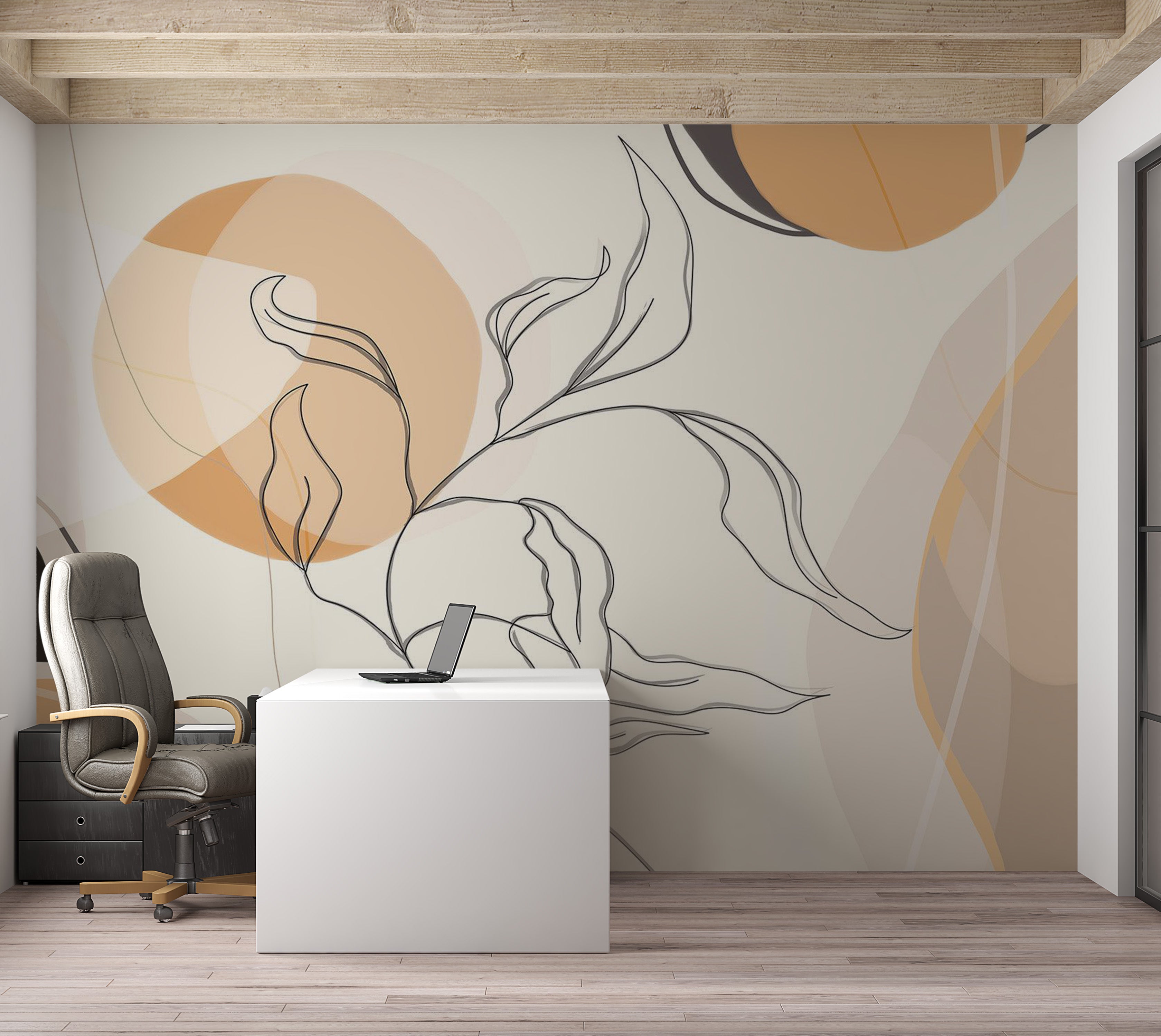 Peel & Stick Abstract Wall Mural - Abstract Line Landscape 57"Wx41"H