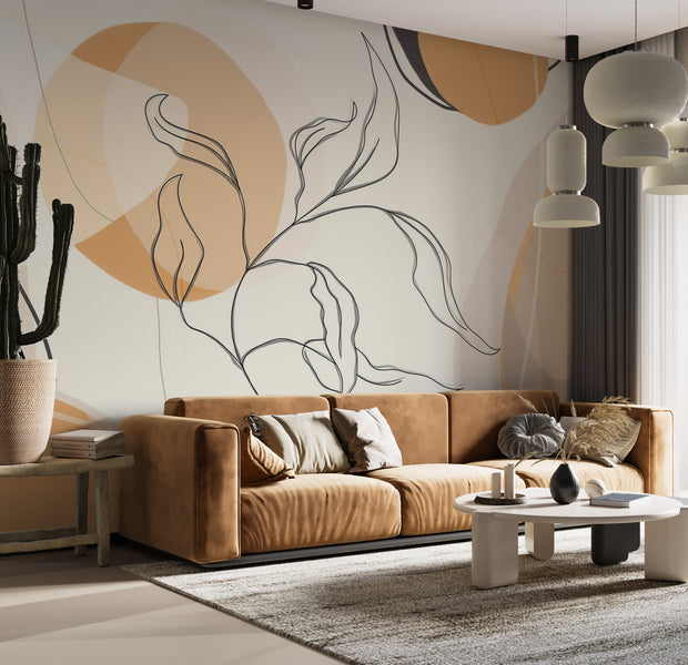 Peel & Stick Abstract Wall Mural - Abstract Line Landscape 57"Wx41"H