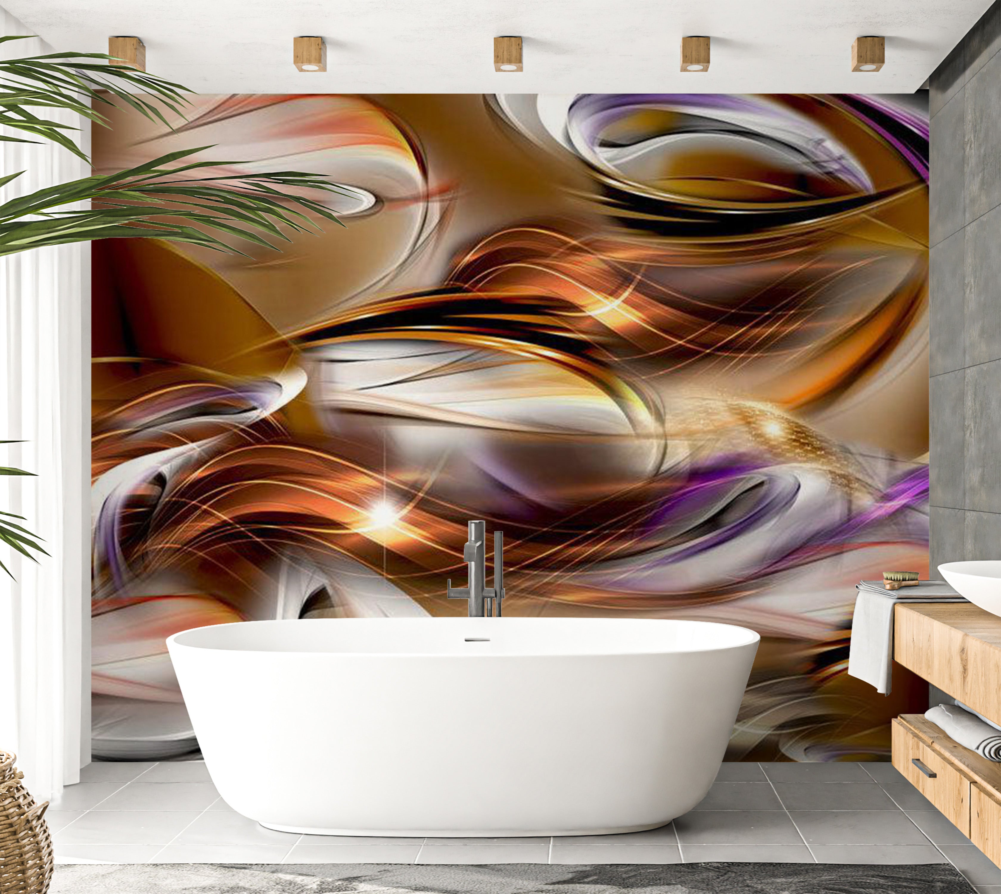 Peel & Stick Abstract Wall Mural - Amber Sea 38"Wx27"H