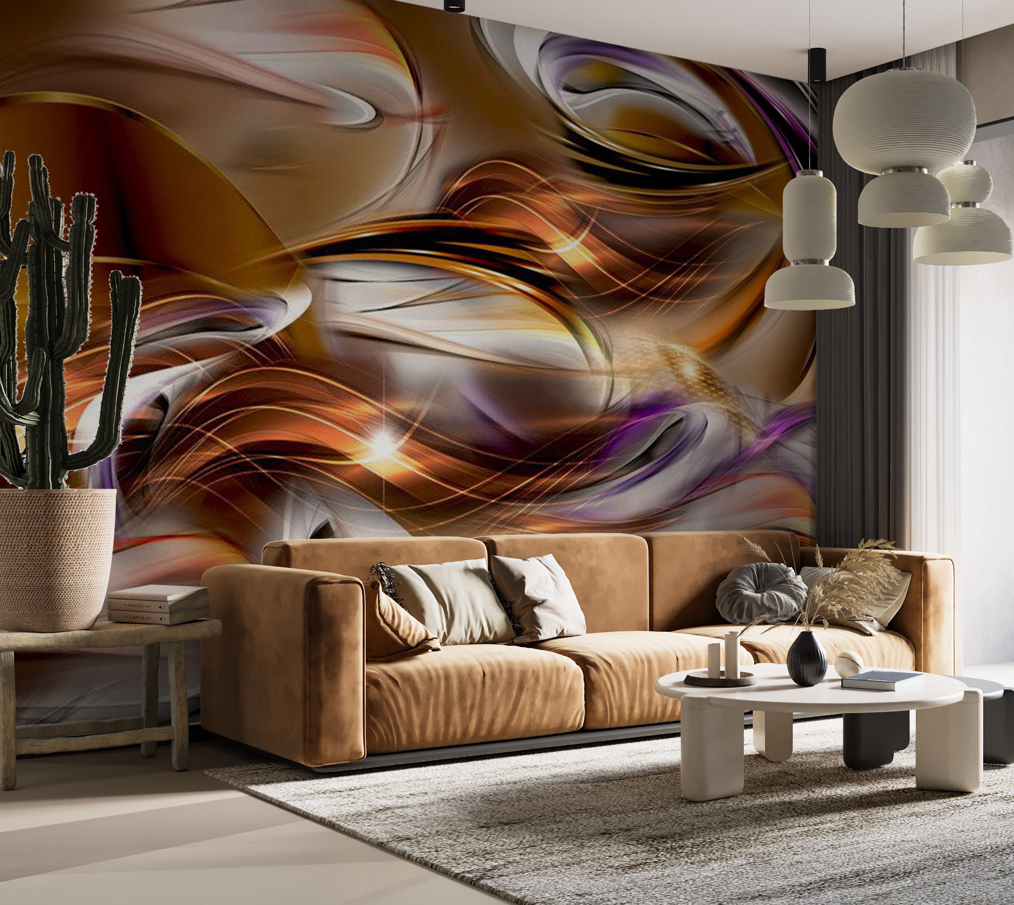 Peel & Stick Abstract Wall Mural - Amber Sea 38"Wx27"H