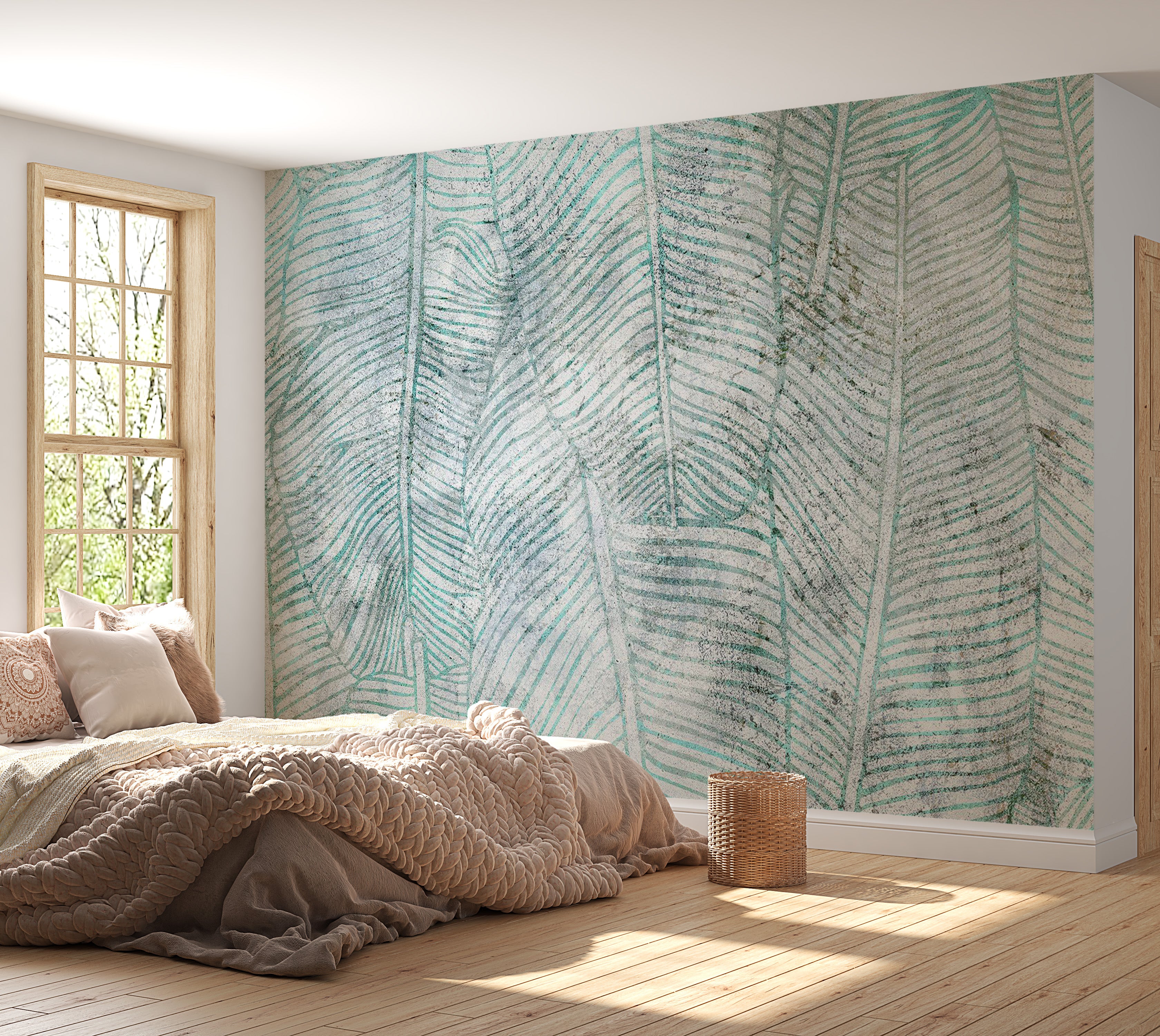 Peel & Stick Abstract Wall Mural - Banana Leaf Lines 38"Wx27"H