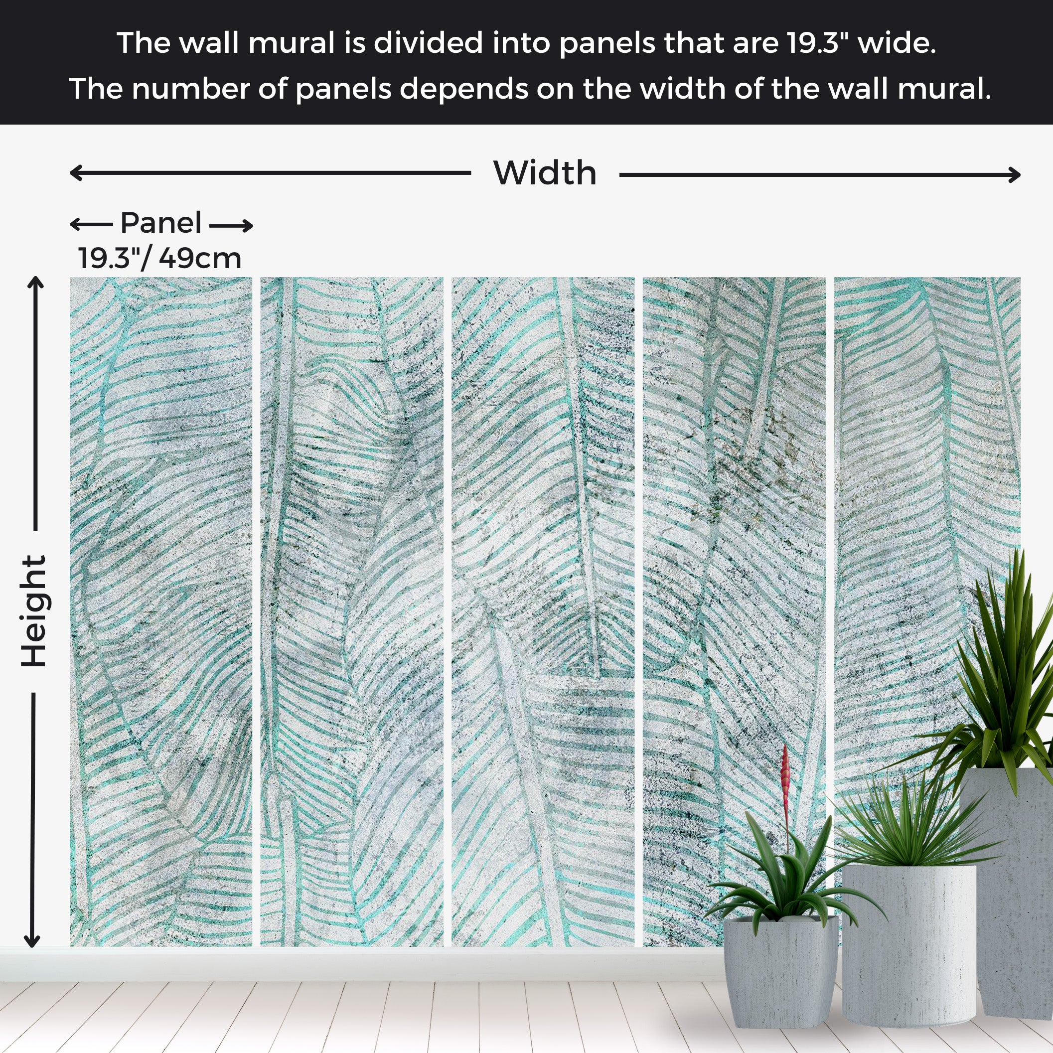 Peel & Stick Abstract Wall Mural - Banana Leaf Lines 38"Wx27"H