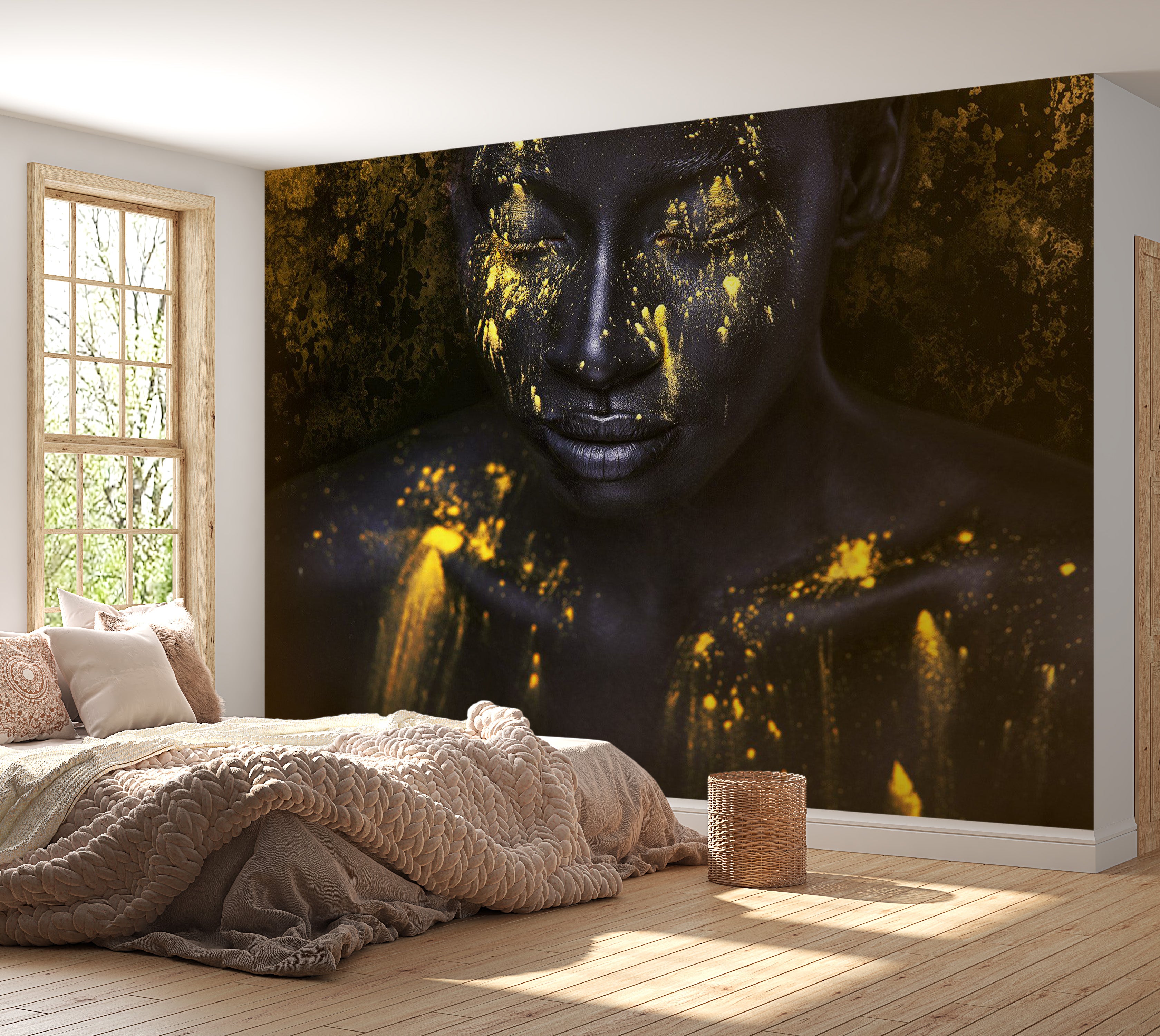 Peel & Stick Abstract Wall Mural - Bathed in Gold 38"Wx27"H