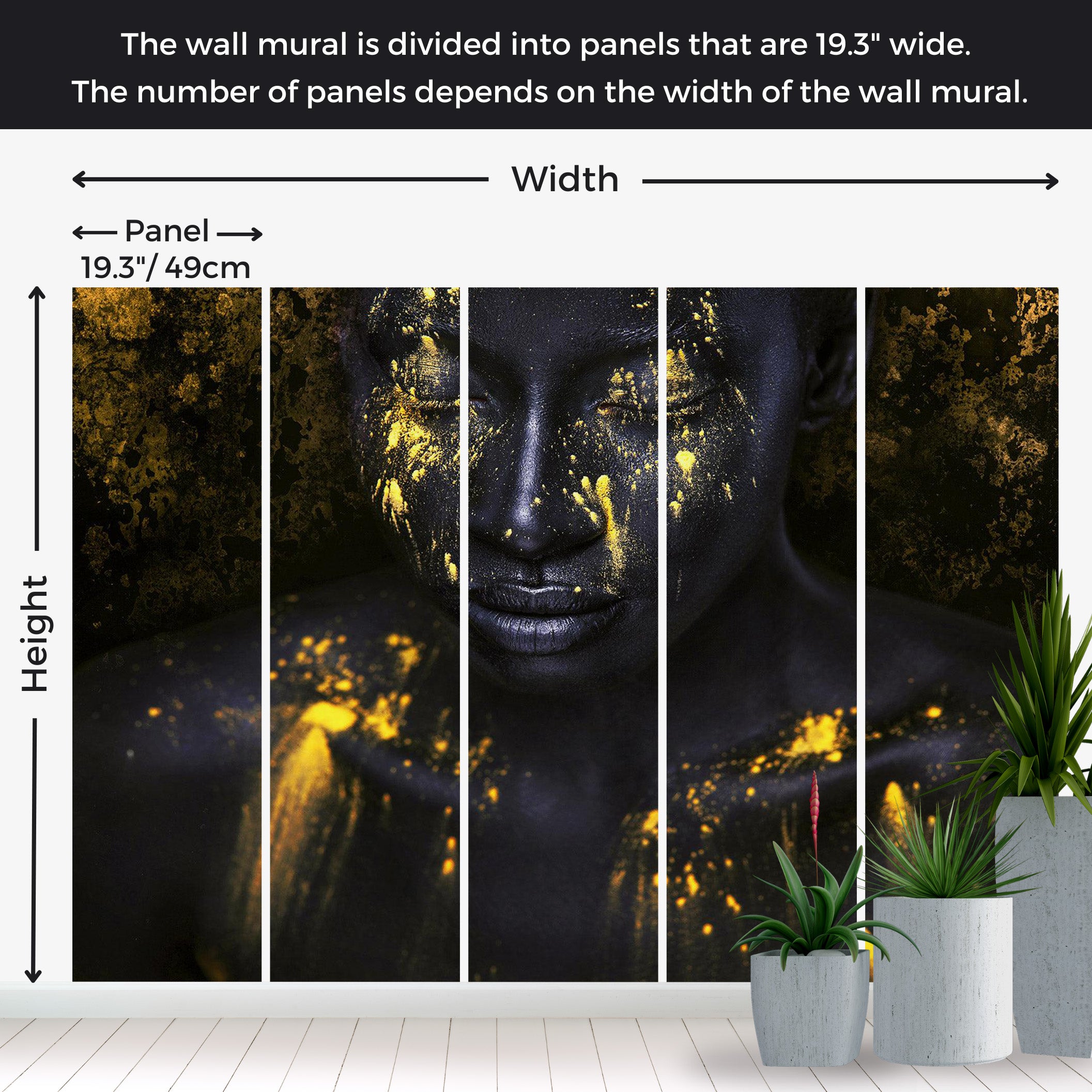 Peel & Stick Abstract Wall Mural - Bathed in Gold 38"Wx27"H