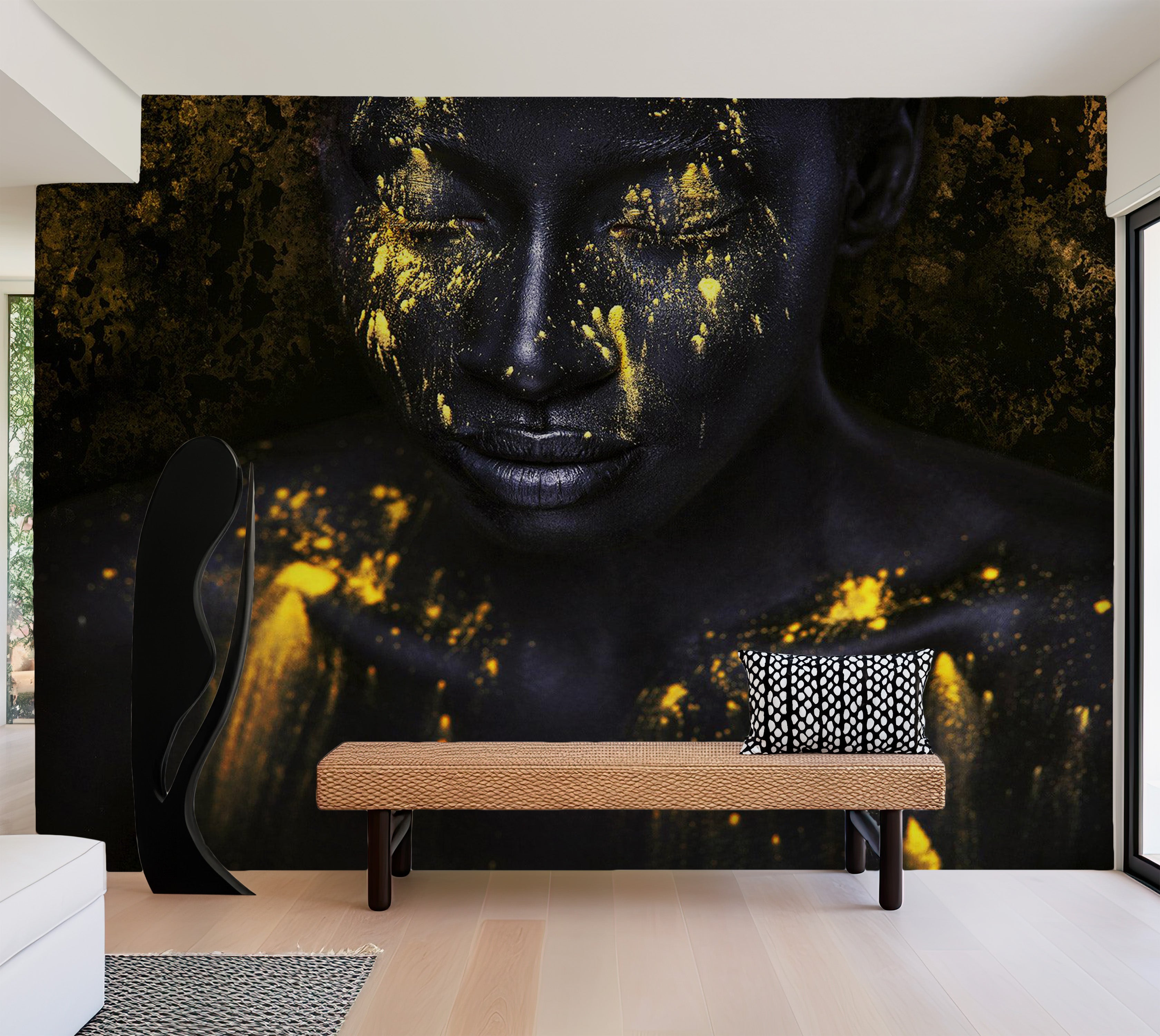 Peel & Stick Abstract Wall Mural - Bathed in Gold 38"Wx27"H