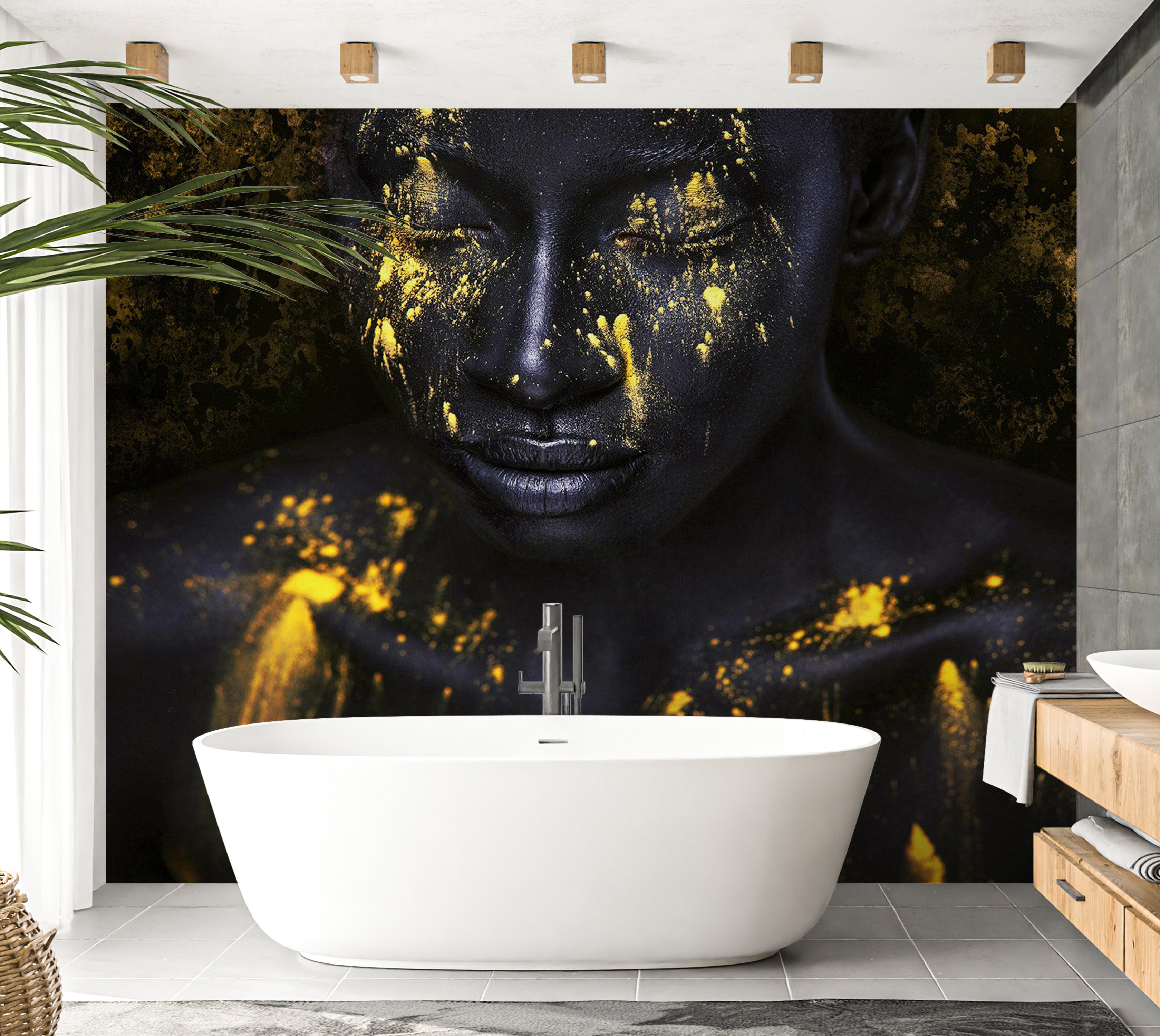 Peel & Stick Abstract Wall Mural - Bathed in Gold 38"Wx27"H