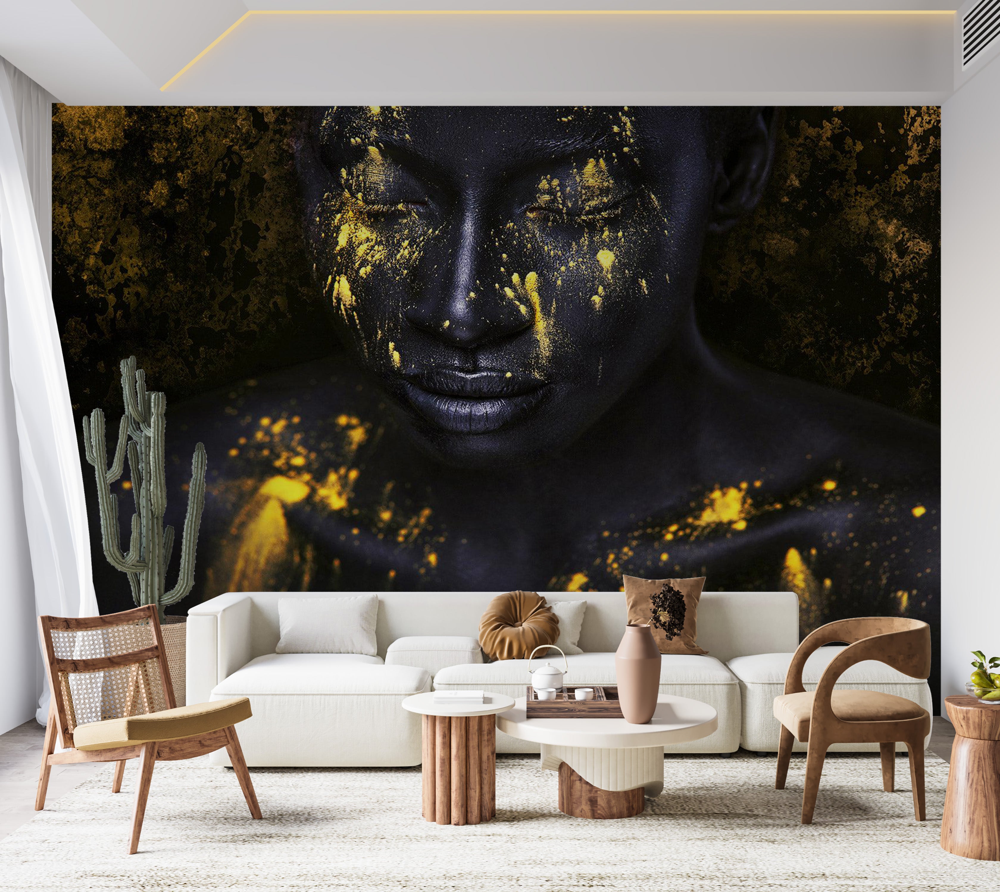 Peel & Stick Abstract Wall Mural - Bathed in Gold 38"Wx27"H