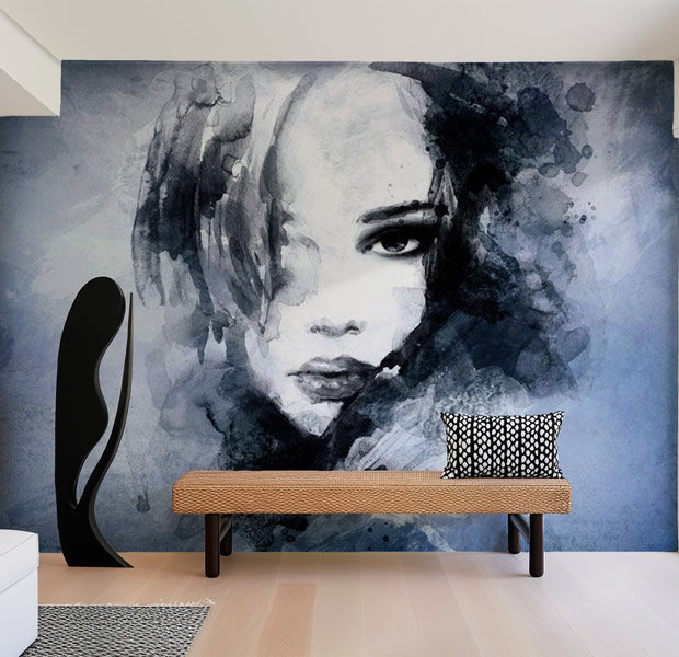 Peel & Stick Abstract Wall Mural - Blue Enigma 38"Wx27"H