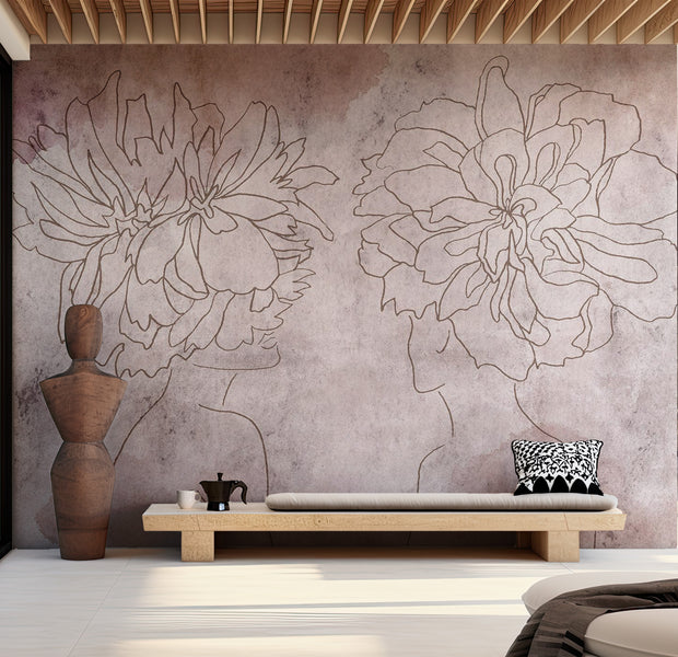 Peel & Stick Abstract Wall Mural - Floristic Fresco 38"Wx27"H