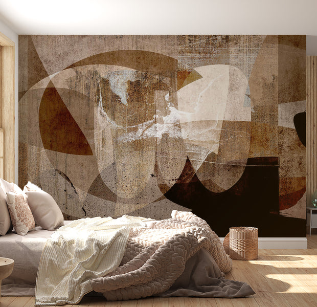 Peel & Stick Abstract Wall Mural - Geometric Composition Brown 38"Wx27"H