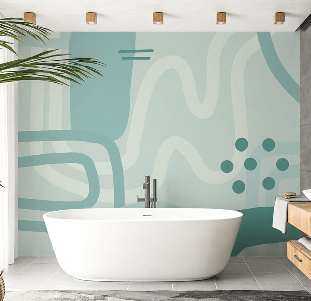 Peel & Stick Abstract Wall Mural - Geometric Shapes Blue 38"Wx27"H