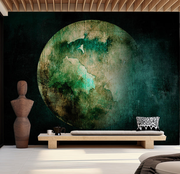Peel & Stick Abstract Wall Mural - Green Planet Impression 38"Wx27"H