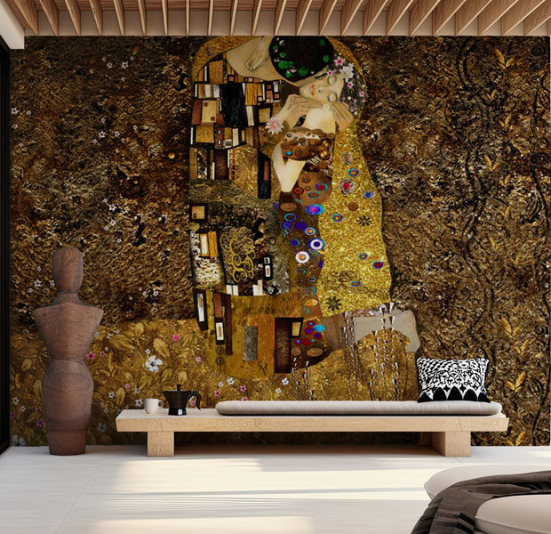 Peel & Stick Abstract Wall Mural - Klimt Golden Kiss 38"Wx27"H
