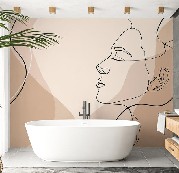 Peel & Stick Abstract Wall Mural - Line Art Femininity 38"Wx27"H
