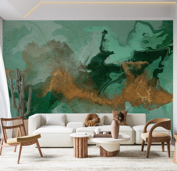 Peel & Stick Abstract Wall Mural - Malachite Play 38"Wx27"H