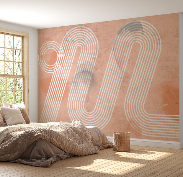 Peel & Stick Abstract Wall Mural - Aesthetic Geometric Lines 38"Wx27"H