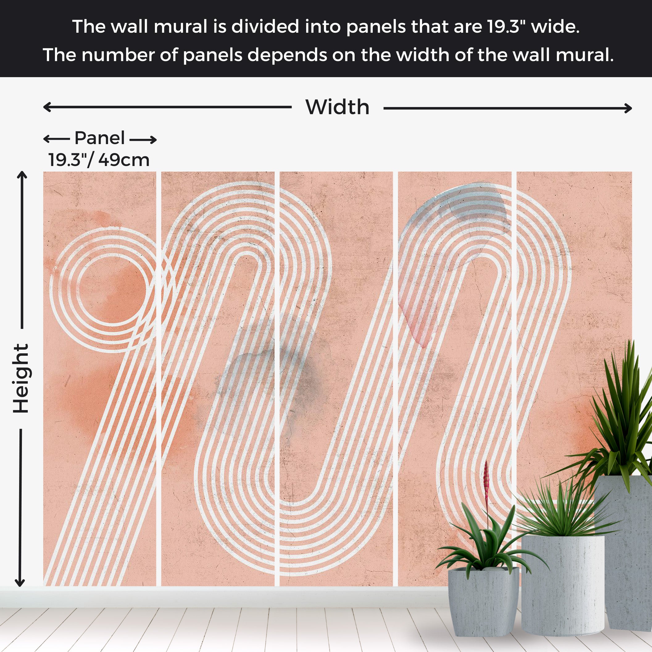 Peel & Stick Abstract Wall Mural - Aesthetic Geometric Lines 38"Wx27"H