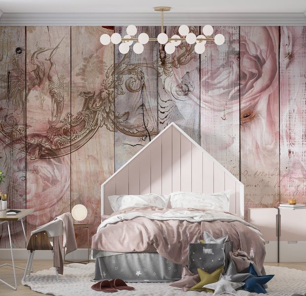 Peel & Stick Abstract Wall Mural - Soft Pastel Wood Fantasy 38"Wx27"H