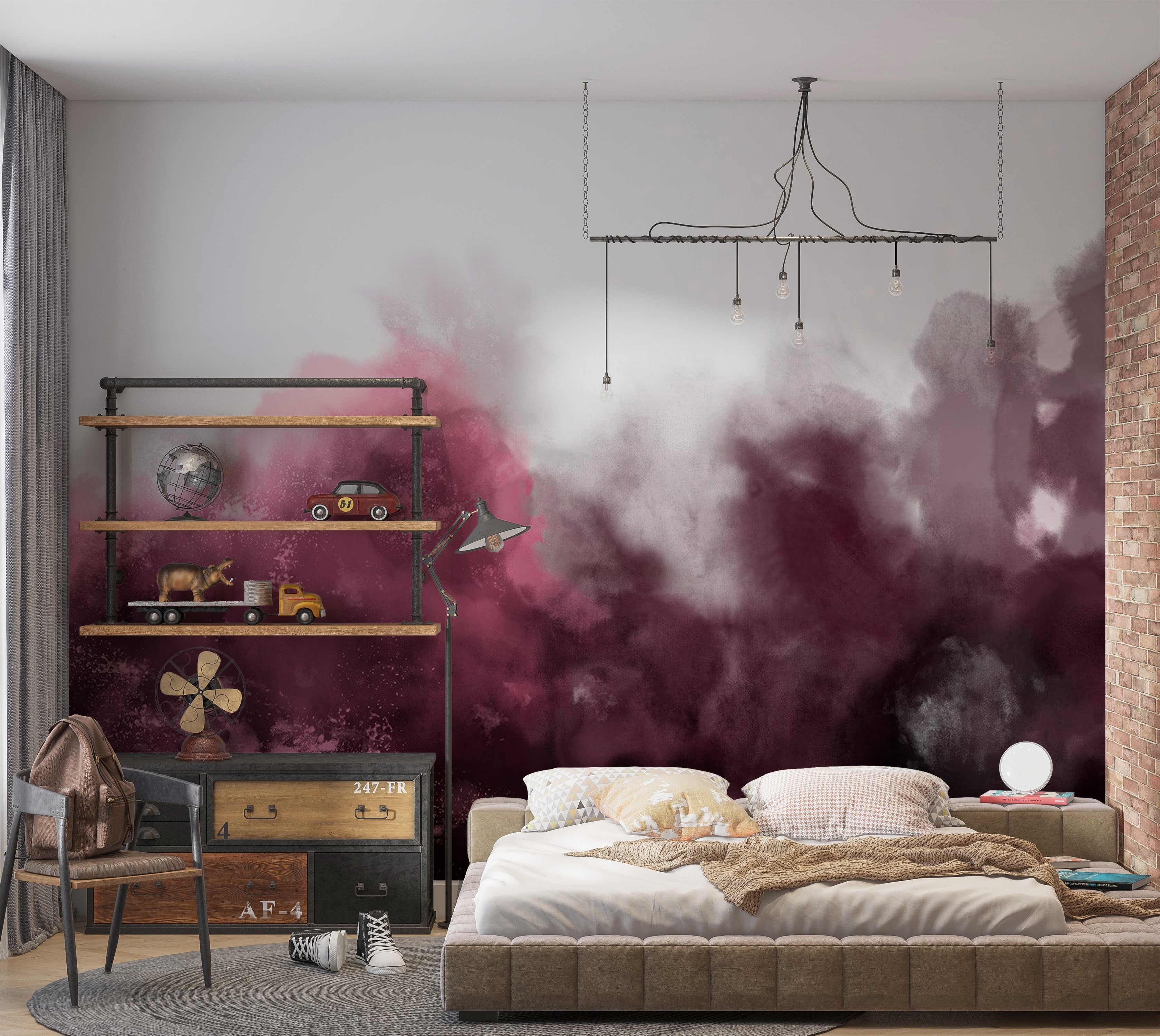 Peel & Stick Abstract Wall Mural - Watercolor Variation Red 38"Wx27"H