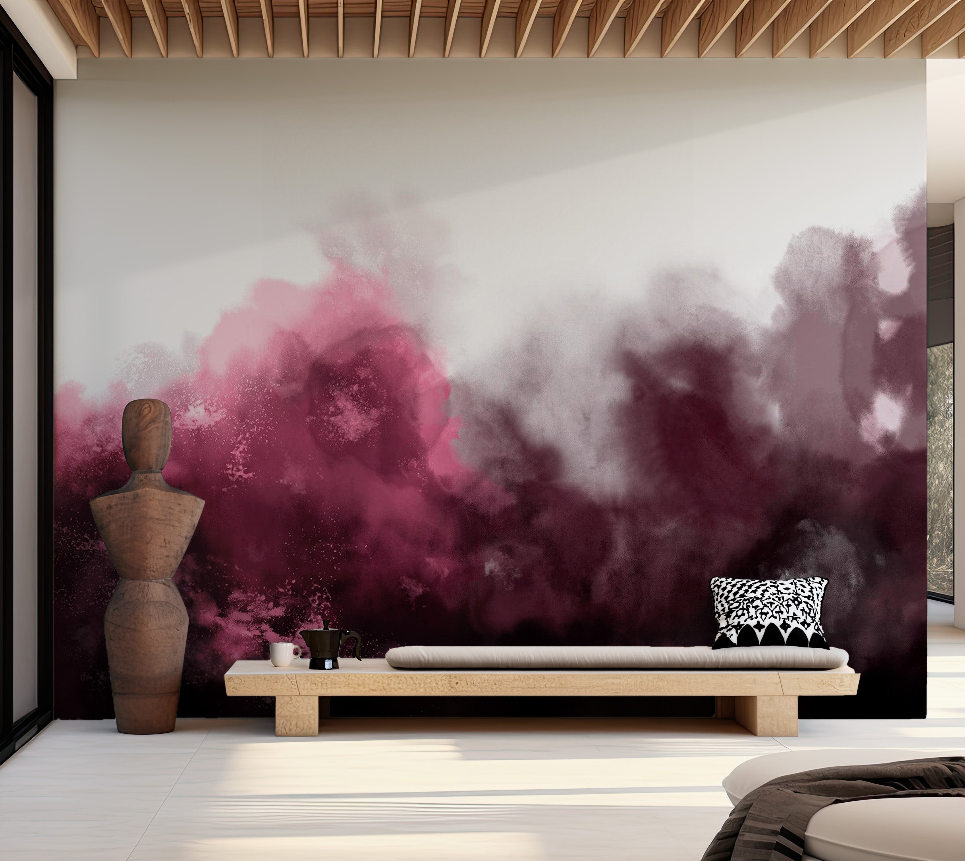 Peel & Stick Abstract Wall Mural - Watercolor Variation Red 38"Wx27"H