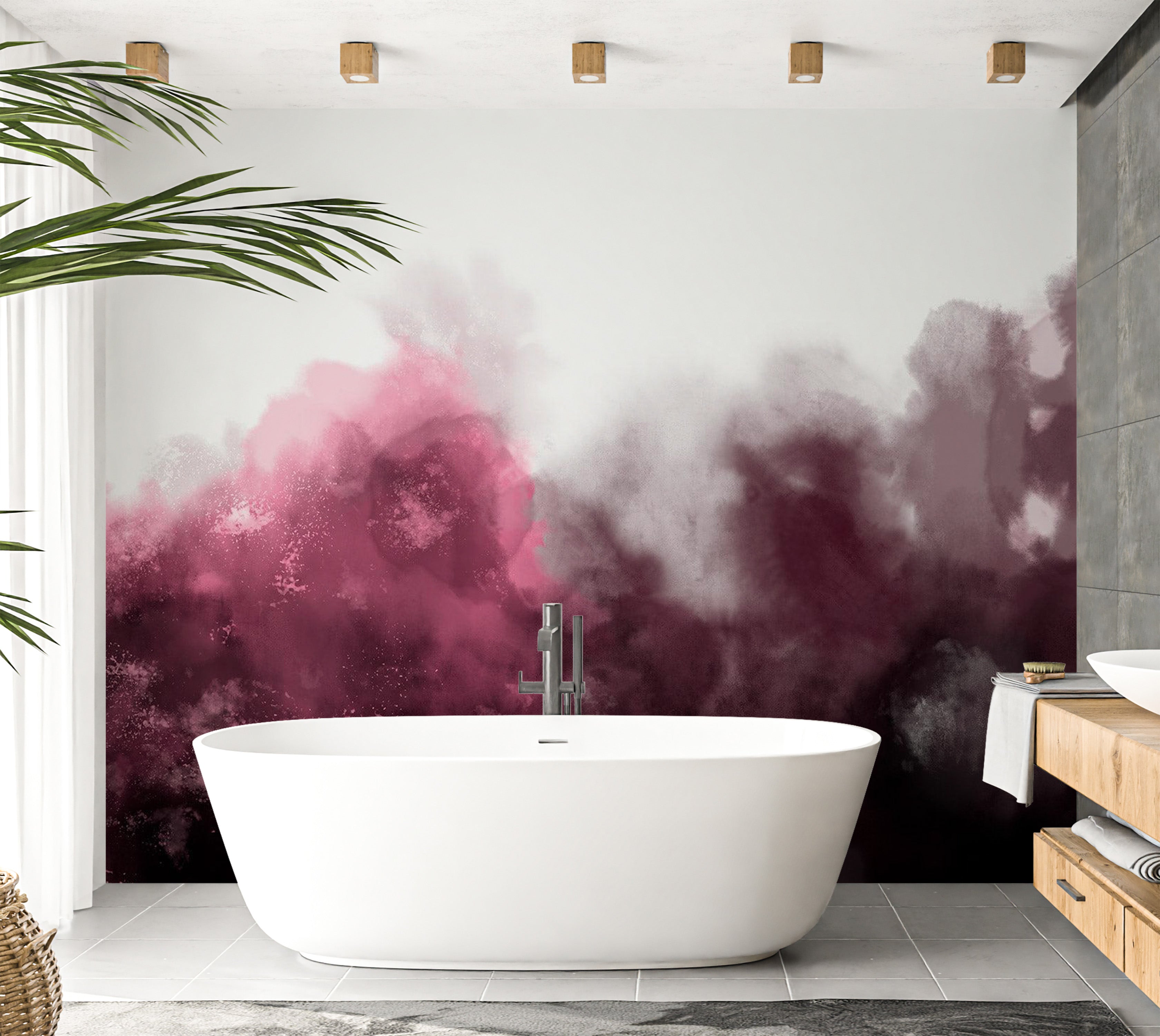 Peel & Stick Abstract Wall Mural - Watercolor Variation Red 38"Wx27"H