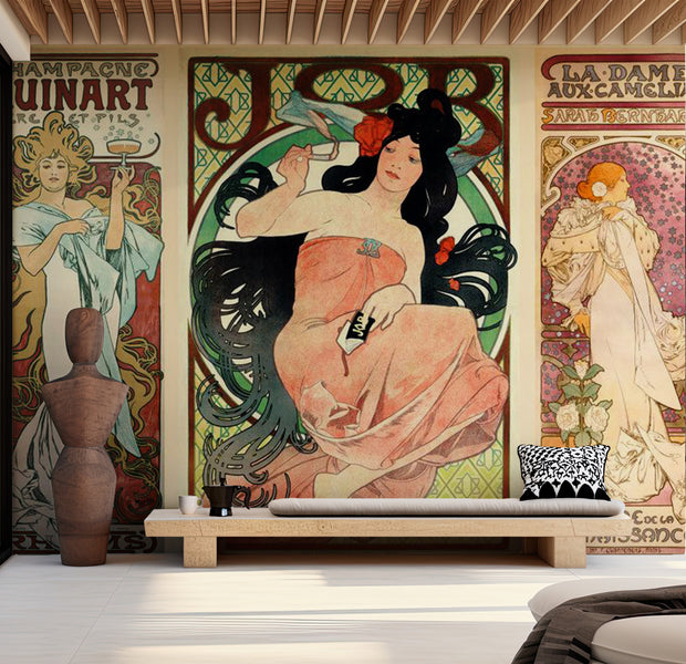 Peel & Stick Abstract Wall Mural - Women by Alphonse Mucha 38"Wx27"H