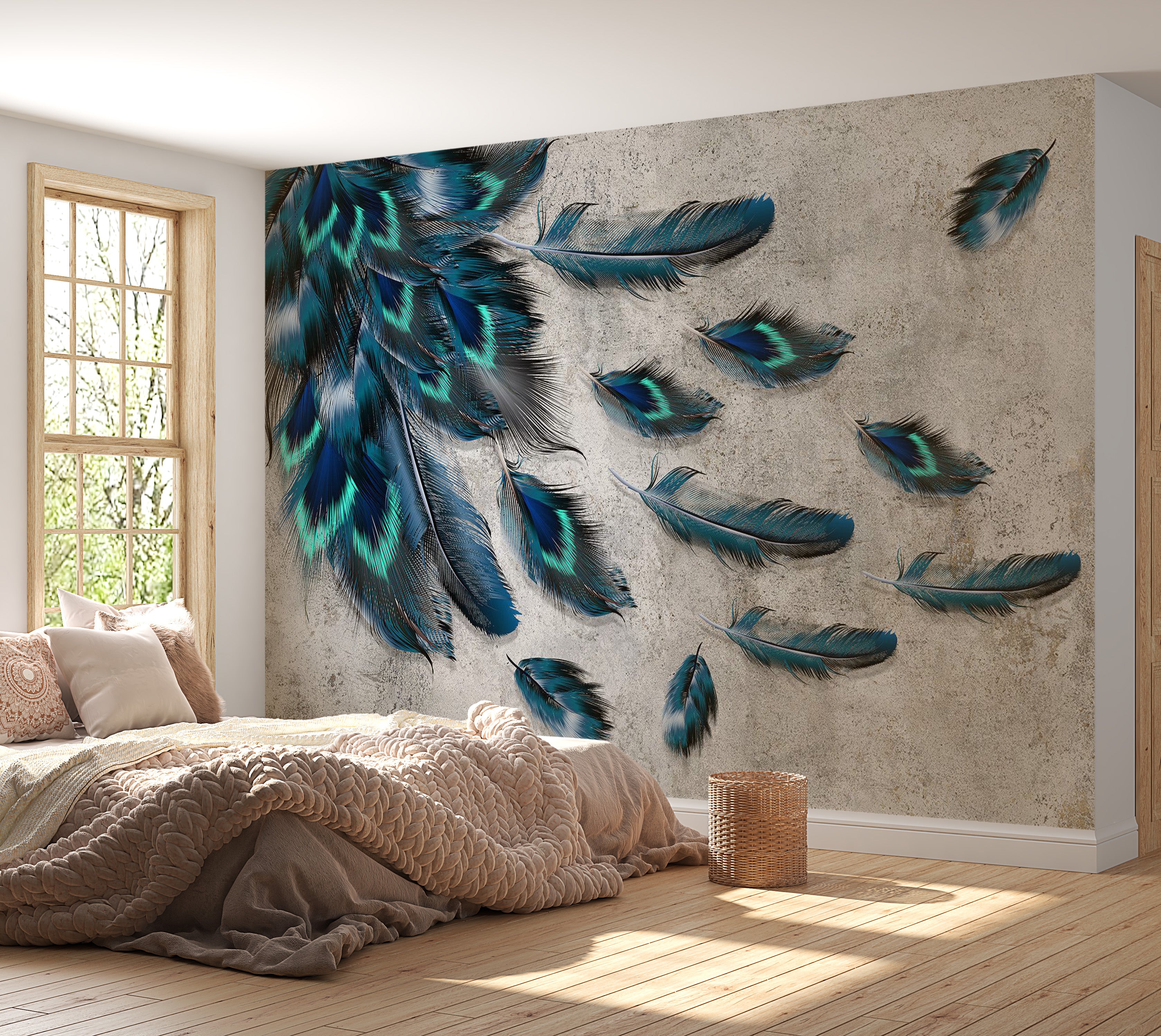Peel & Stick Animal Wall Mural - Blown Feathers 38"Wx27"H