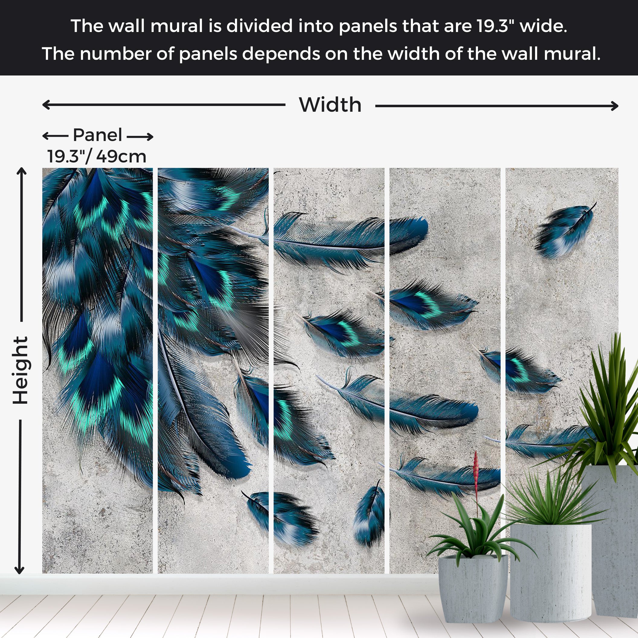 Peel & Stick Animal Wall Mural - Blown Feathers 38"Wx27"H