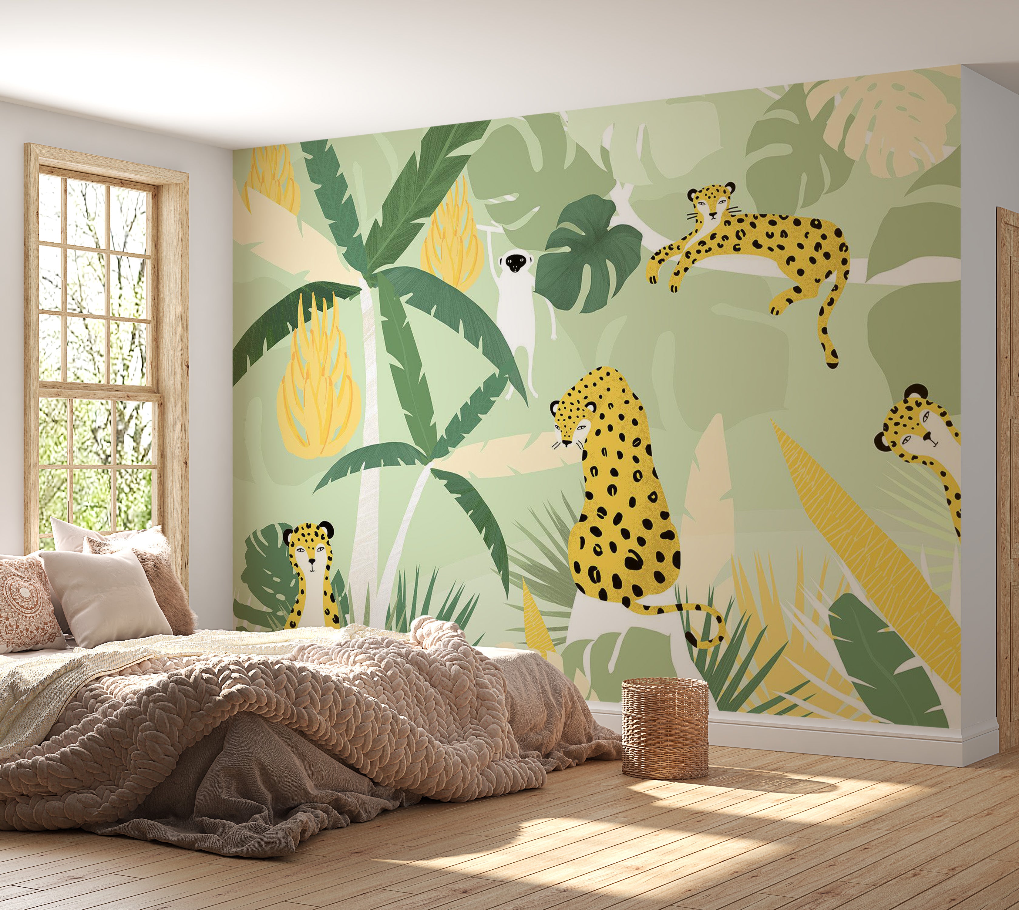 Peel & Stick Animal Wall Mural - Cheetahs in the Jungle 38"Wx27"H