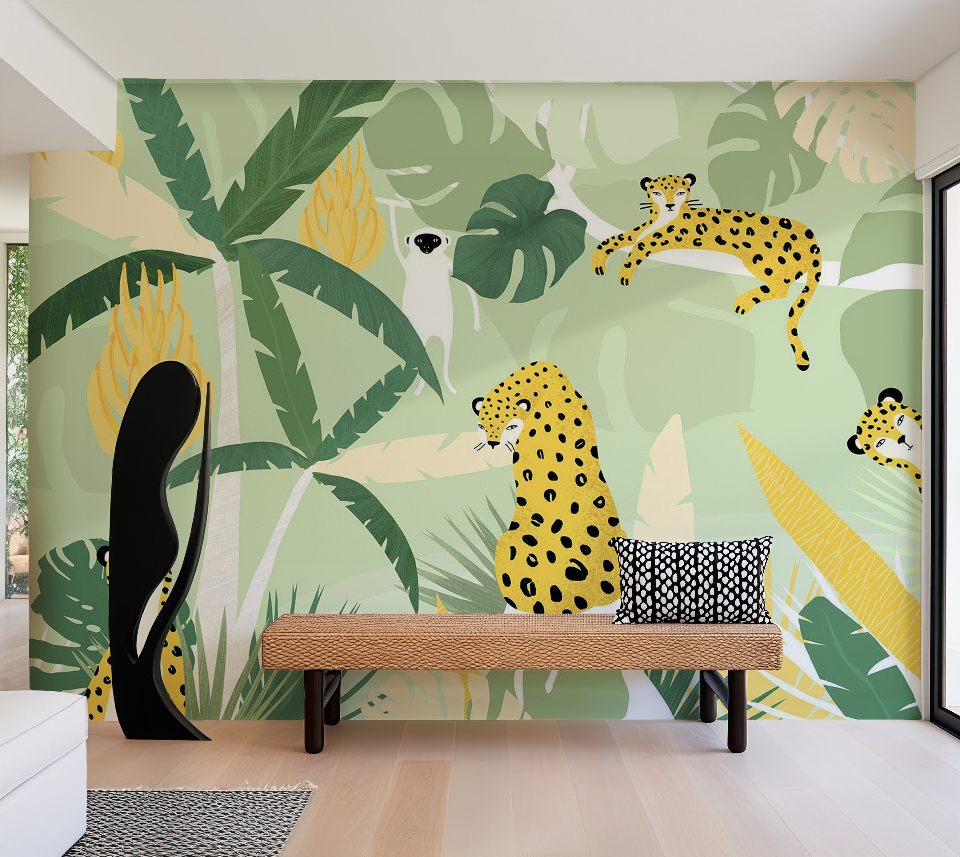 Peel & Stick Animal Wall Mural - Cheetahs in the Jungle 38"Wx27"H