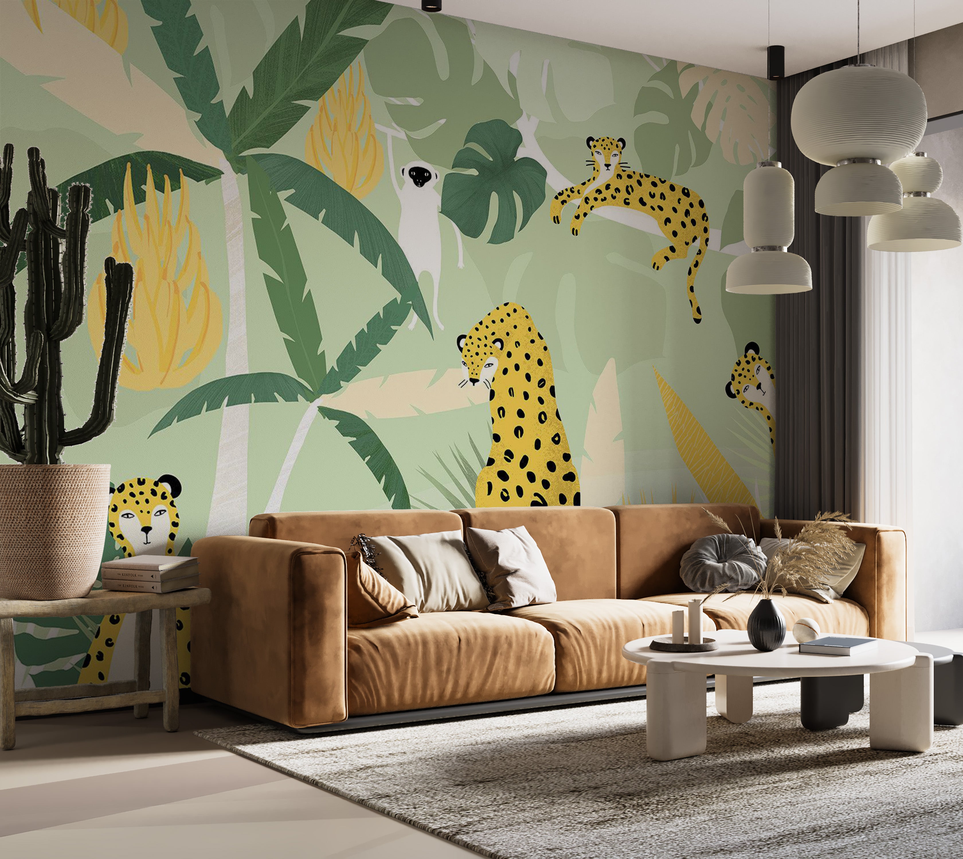 Peel & Stick Animal Wall Mural - Cheetahs in the Jungle 38"Wx27"H