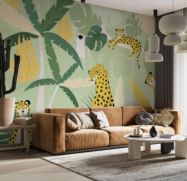 Peel & Stick Animal Wall Mural - Cheetahs in the Jungle 38"Wx27"H