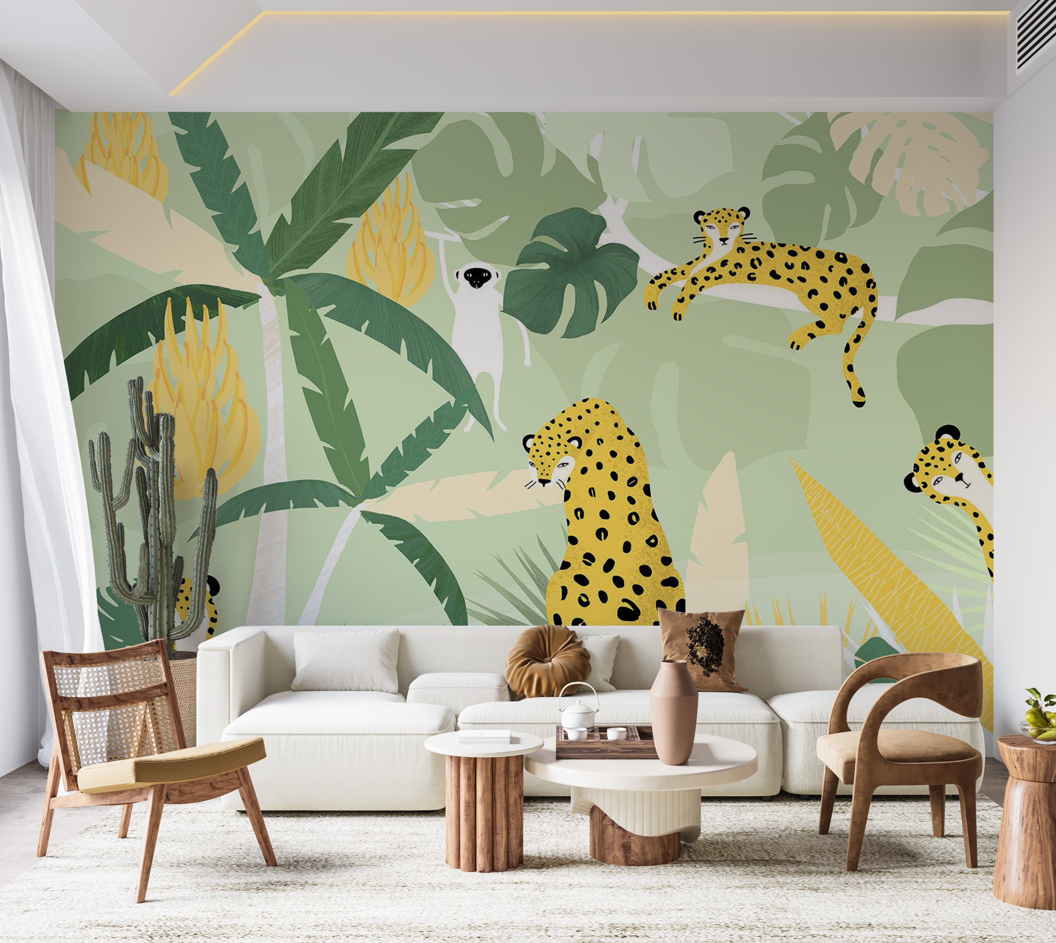 Peel & Stick Animal Wall Mural - Cheetahs in the Jungle 38"Wx27"H