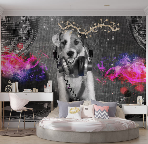 Peel & Stick Animal Wall Mural - DJ Dog 38"Wx27"H