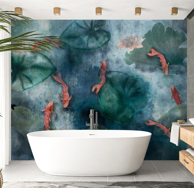 Peel & Stick Animal Wall Mural - Fish in a Lake 38"Wx27"H