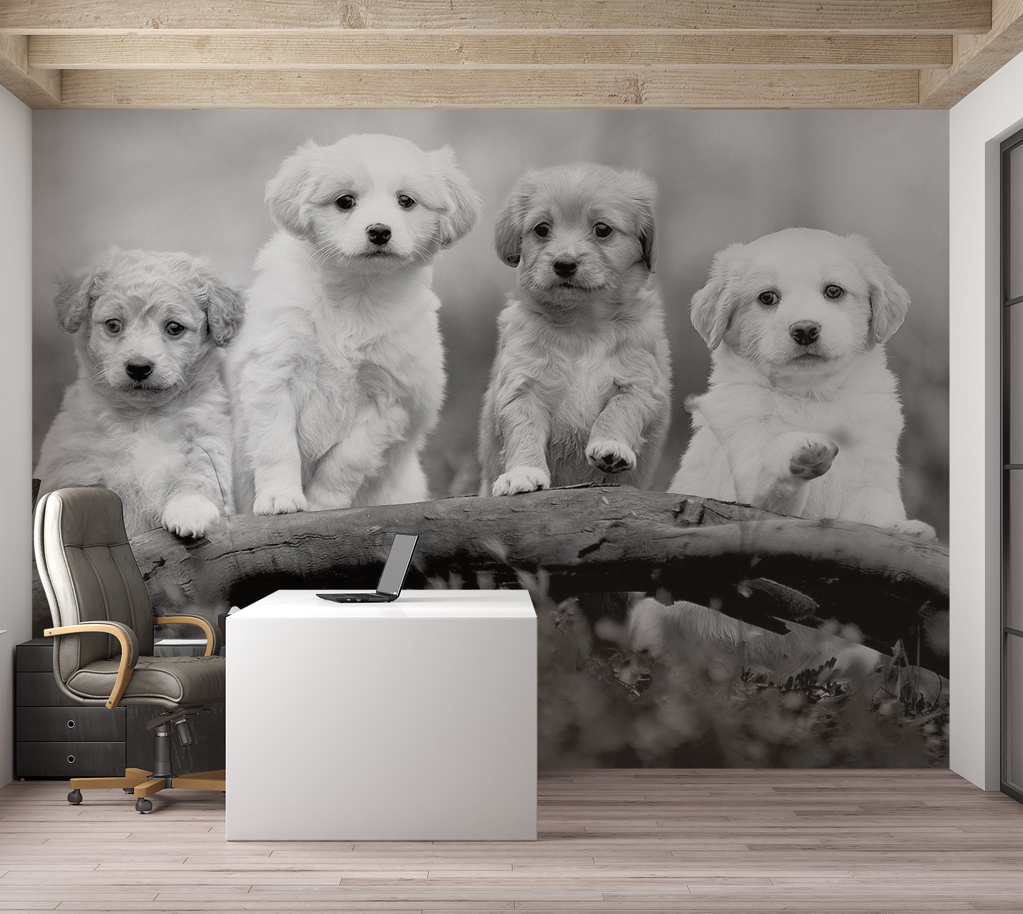 Peel & Stick Animal Wall Mural - Four Puppies 38"Wx27"H