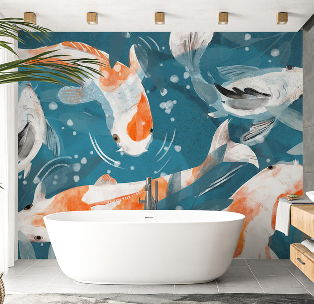 Peel & Stick Animal Wall Mural - Koi Fishes 38"Wx27"H