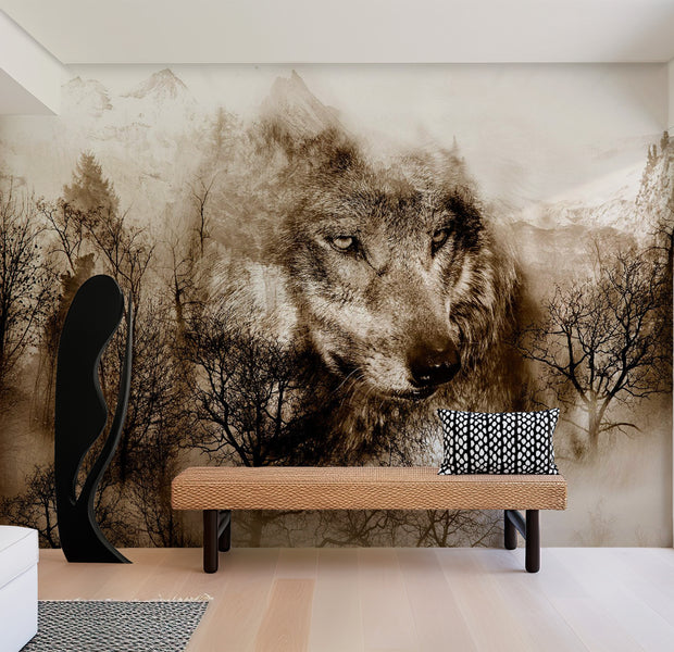 Peel & Stick Animal Wall Mural - Mountain Predator Brown 38"Wx27"H