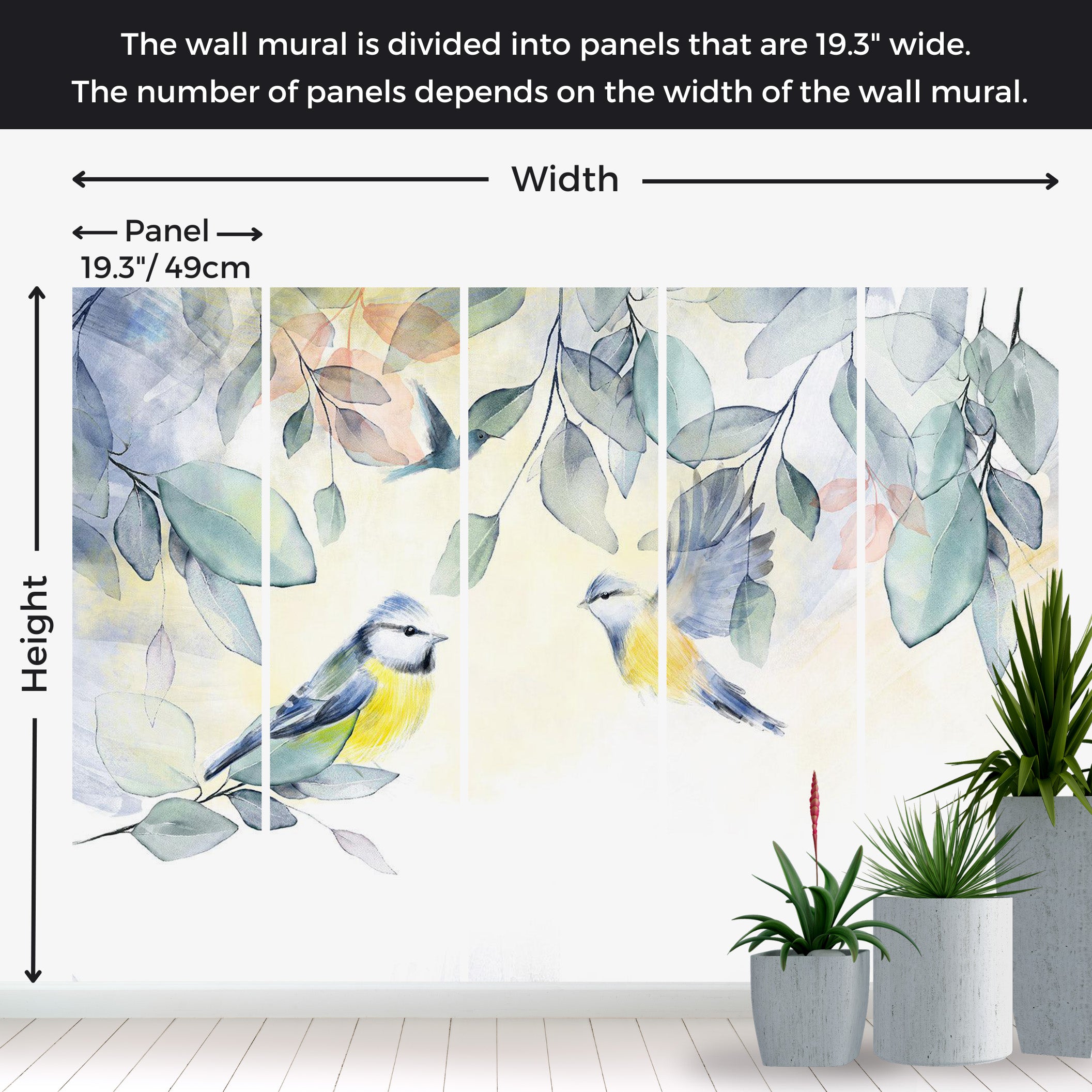Peel & Stick Animal Wall Mural - Watercolor Birds 38"Wx27"H