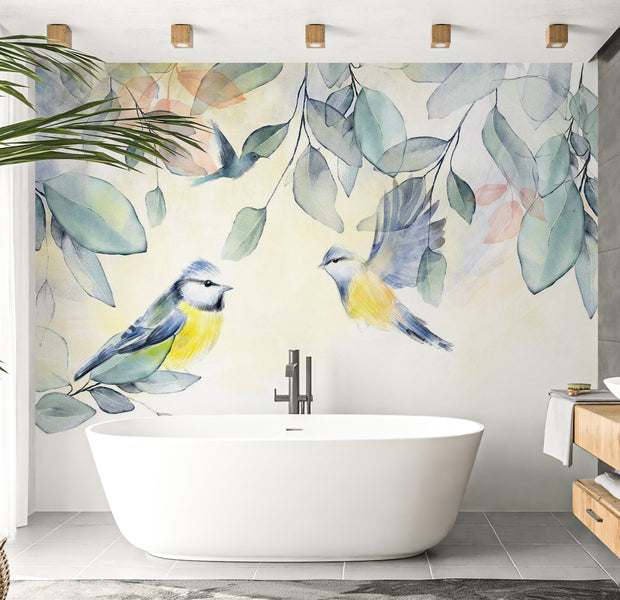 Peel & Stick Animal Wall Mural - Watercolor Birds 38"Wx27"H