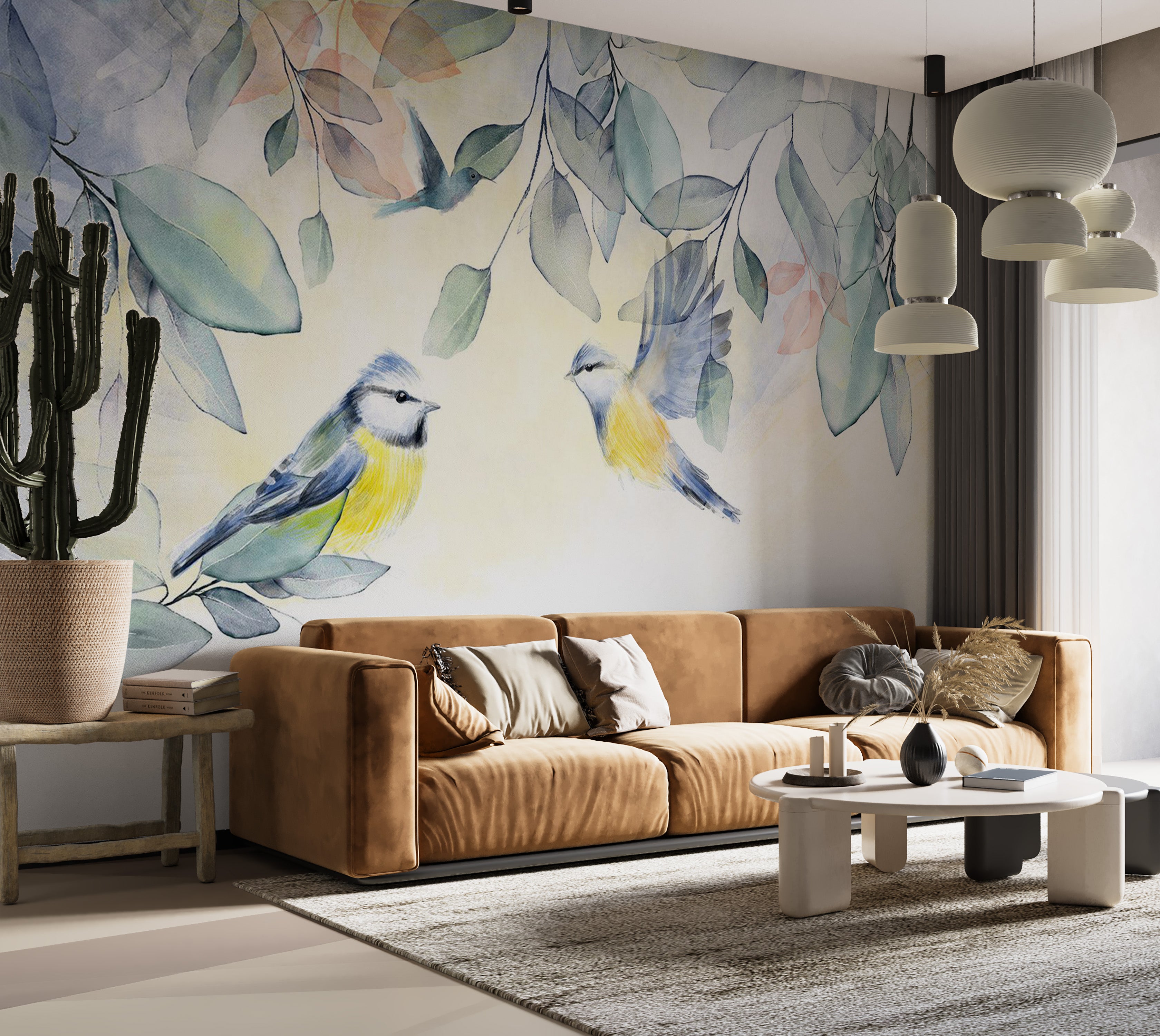 Peel & Stick Animal Wall Mural - Watercolor Birds 38"Wx27"H