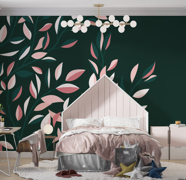 Peel & Stick Botanical Wall Mural - Abstract Flowering Vine 38"Wx27"H